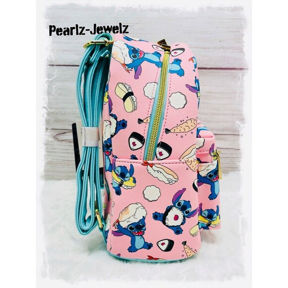 Loungefly Disney Lilo & Stitch Sushi Stitch Pink Mini Backpack NWT main image 4